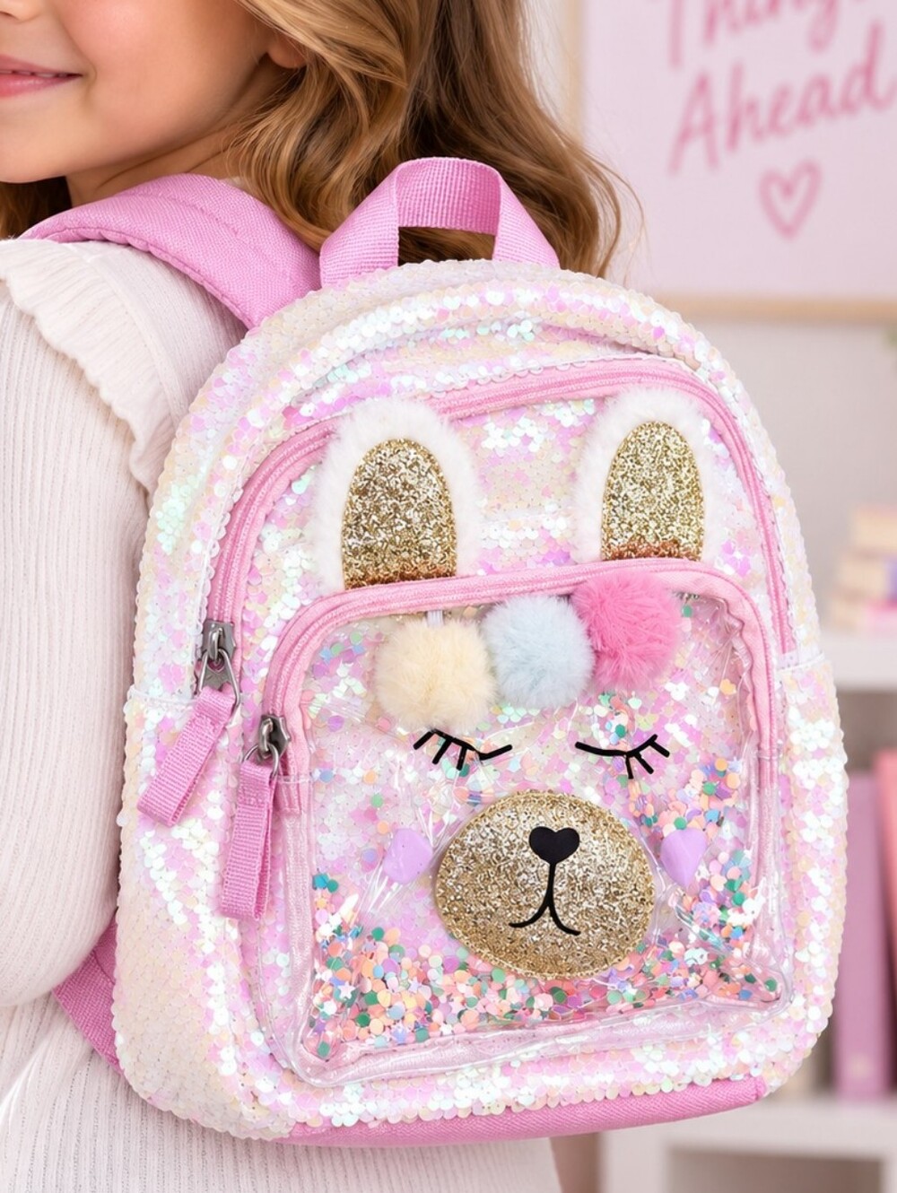 Cat & Jack Kids' Pink Sequin Bunny Backpack – New With Tags